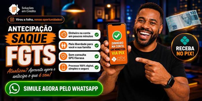 Pessoa sorridente comemorando a antecipação do saque-aniversário do FGTS pelo celular